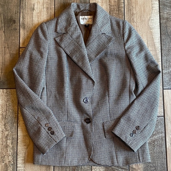 Roth-Lecover Jackets & Blazers - Vintage Roth-Lecover Black and Brown Houndstooth Blazer wool/polyester